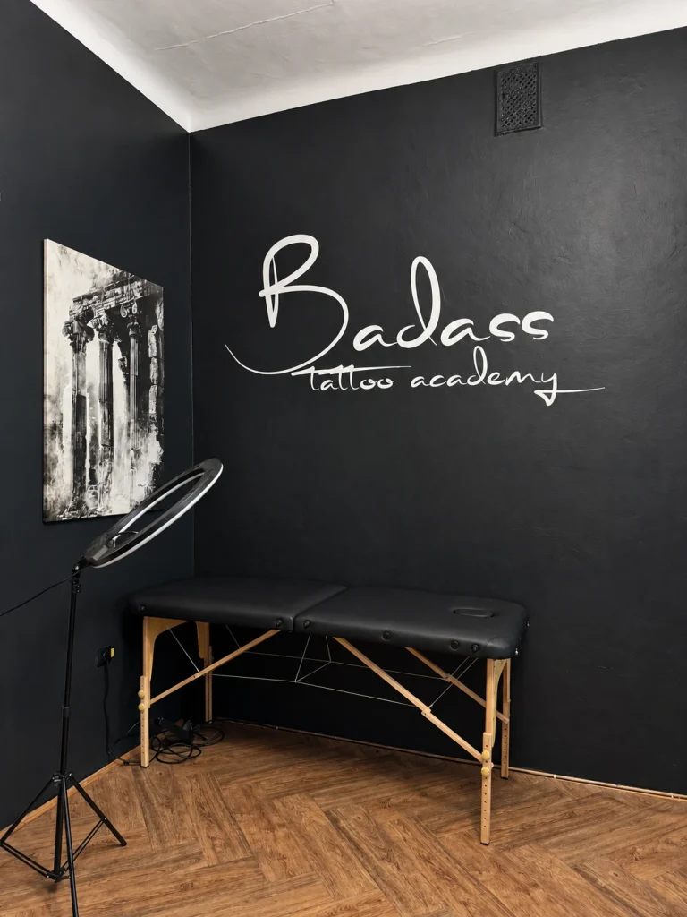 Interior of the Badass Tattoo Constanța studio — AI-edited photograph based on the original